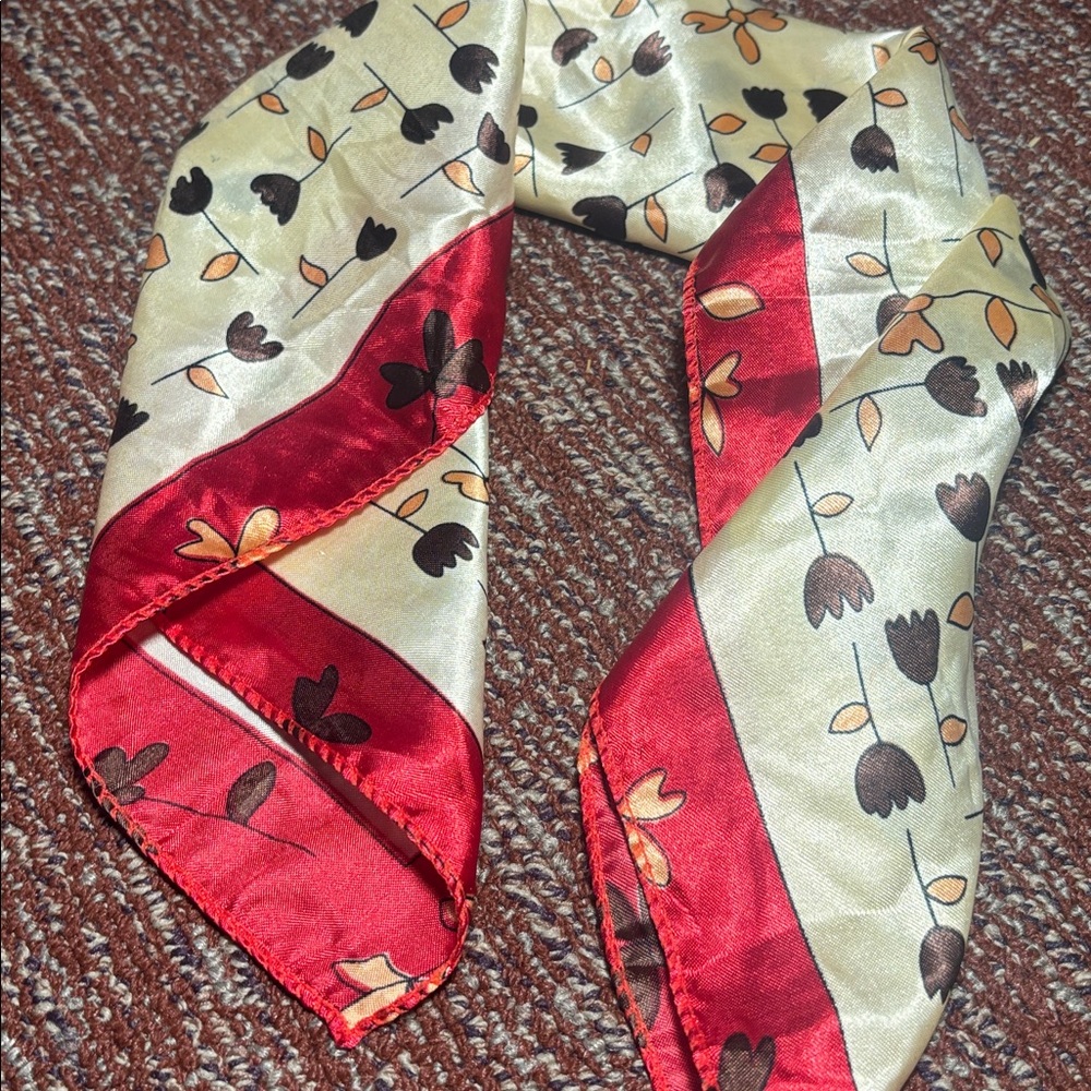 Floral silk scarf square silky purse scarf small scarf